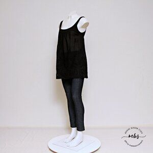 Theory Sheer Eyelet Scoop Neck Cotton Tank Top